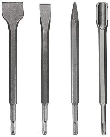 CODIRATO 4 PCS Cinceles SDS Plus Cincel Plano de Acero 40 RC Cincel Puntiagudo Cincel Ancho Cincel en forma de U Cincel Acanalado para Demoler Muros de Ladrillo, Piedra, Hormigón (3 Tamaños)