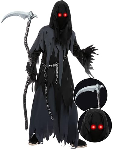 Spooktacular Creations Disfraz de Halloween para niño Disfraz de la Parca del Caballero Oscuro Grande (10-12 años)