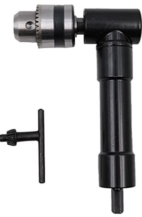 ZONADAH Testa in metallo in acciaio al carbonio ad angolo retto, mandrino curvo 90 gradi, adattatore di fissaggio per trapano 8 mm, codolo esagonale Power Electric Drill Tool nero