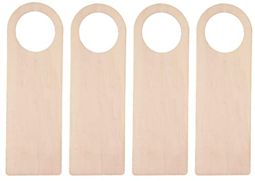4 Pcs Unfinished Wood Door Knob Hangers Blank Wooden Door Sign for DIY Crafts Projects Home Decoration