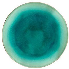 Costa Nova assiette à dessert et à salade Riviera: Assiette plate en grès fin, glaçure craquelée bleu azur, finition artisanale, empilable, compatible lave-vaisselle et micro-ondes, Ø 21,6 cm