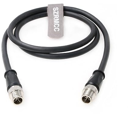 SZRMCC M12 X-Code 8 Pin Male to Male Ethernet Cable Cat7e Gigabit Shielded Waterproof Network Actuator Cable for Basler Cognex Industrial Camera Vision Sensors (Black,3m)