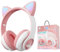 YUSONIC Wireless Cat Ear Headphones, LED Light Up, Bluetooth Headphone Foldable Design, Kids Headset for Cellphone Tablets and Laptops (white)