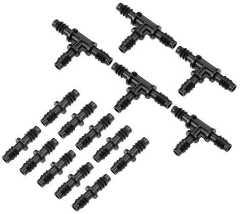 sourcing map Raccord de tuyau droit et raccord en T de 8 mm de diamètre intérieur pour système d'irrigation de jardin agricole, en plastique, 1 ensemble