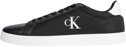 Calvin Klein Men’s Cupsole Trainers with Logo, Black (Ck Black/Bright White), 9