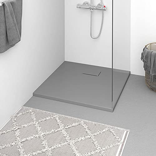 Homgoday SMC duschkar grå 90 x 90 cm, fast duschvägg, väggmonterad duschhållare, glidande duschvägg, walk-in duschvägg för badrum