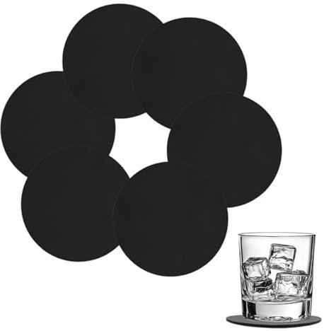 Set di 6 Sottobicchieri Rotondi - Antiscivolo e Lavabili, Resistenti al Calore - Realizzato in Pelle - Protezione Elegante per Tavoli