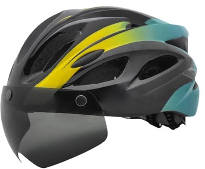 Oshhni Fahrradhelm, Rennradhelm mit abnehmbarem Visier, für Herren und Damen, Biker, atmungsaktiv, Outdoor-Fahrradausrüstung, Sporthelm, Schwarz Gelb