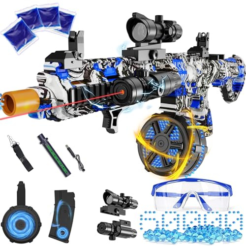 Electric Gel Ball Blaster, High Speed Automatic Splatter Ball Blaster with 50000+ and Goggles, Rechargeable Splatter Ball Toys for Outdoor Activities Game Favors-Blueblack