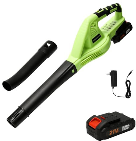 Soplador de hojas inalámbrico de 21 V, velocidad de soplado hasta 8 m/min,velocidad 15000 r/min, soplador inalámbrico con batería y cargador, hoja de soplado para suciedad y hojas (1 batería)