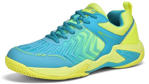 BLBK Badmintonskor, squashskor, inomhusskor för olika golvbeläggningar, bekväma och fast grepp/unisex volleybollskor, apelsin, 43 EU