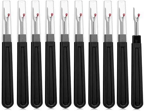 10 Stück Nahttrenner Profi, Große Schwarze Nahttrenner Mit Schutzkappe zum Entfernen Von Stichen, für Handnähprojekten,Stickarbeiten und Kreuzstich Diy Projekten