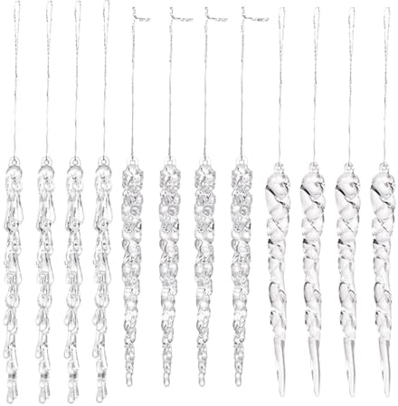 Opilroyn Carámbanos para Árbol de Navidad,Juego de de Carámbano Colgantes en Forma de Lágrima - Guirnalda Duradera De Pendant De Lágrima Acrílico Para Pared Ventana Interior Exterior Hogar Fiesta Café