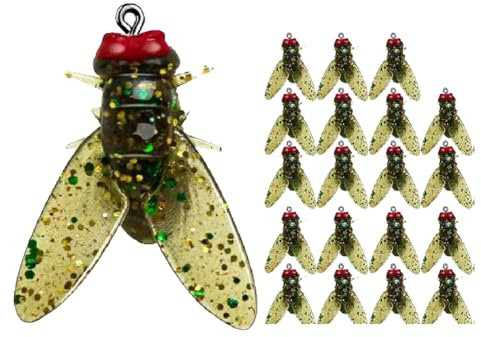 Harewtwy Cebo de Pesca con Mosca Biónica Amarilla, Señuelo Cebo de Pesca con Mosca Biónica con Señuelo para Insectos