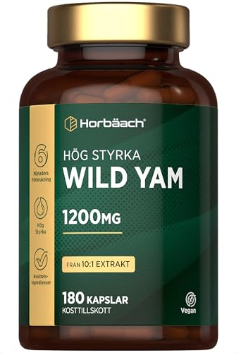 Wild Yam Root Cápsulas 1200mg | Extracto de Raíz de Ñame Silvestre | 180 Cápsulas | Horbaach