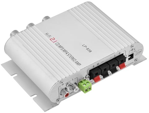BRRNOO Amplificateurs de Composants, Amplificateur avec clarté et Profondeur Améliorées, Amplificateur de Puissance 15 W X 2 RMS, Boîtier en Aluminium pour Un Usage Automobile et Domestique. (Silver)
