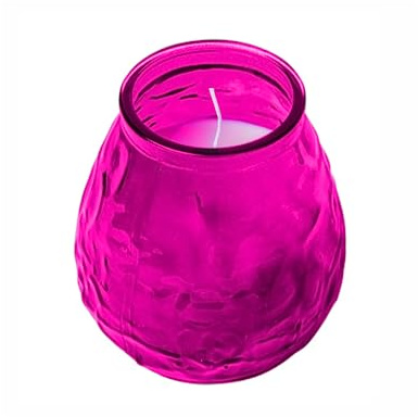 We Can Source It Ltd – 24 x Low Boy Glass Jar Candles with 70 Hour Burn Time – Fuchsia Pink Wax Jars for Home, Garden, Restaurant & Commercial Use – Lead-Free Cotton Wick