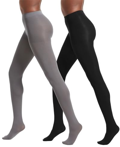 No nonsense Women's Super Opaque Control-Top Tights, Black/Steel, XX-Large
