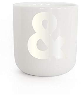 PLTY - Taza - Taza sin asa - Porcelana blanca esmaltada a mano - China de hueso de alta calidad - Tazas divertidas - & - Blanco perla - Glifos