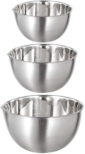 FAB4HOME 3-teiliges Rührschüssel Set Edelstahl Schüsseln für die Küche Rührschüssel mit Ausgießer Salatschüssel Servierschüssel Backschüssel Küchenschüssel 1,5L/ 3L/ 5L