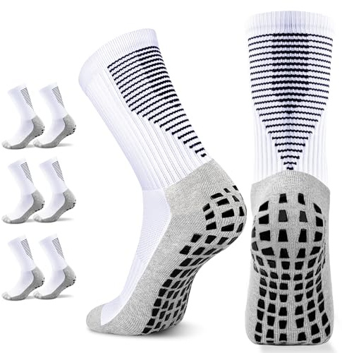 JUYANO Chaussette Antidérapante Foot Homme, Respirant Chaussettes Antidérapantes Foot 2/3/4 Paires Grip Football Chaussettes de Sports Basketball Trekking Handball Yoga Aptitude