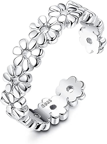 MILACOLATO Bagues D'orteils En Argent 925 Pour Femme Fille Ouvert Réglable Hypoallergénique Zirconium Vague Fleur Coeur Bande Manchette Orteil Anneaux Été Plage Pieds Nus Sandales Bijoux De Pied