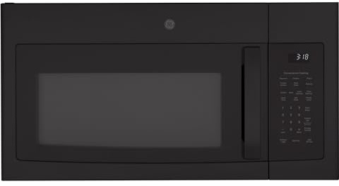 GE Over-the-Range Microwave Oven with Recirculating Venting, 1.8 Cu. FT, 900W, 12.8” Removable Turntable, 10 Power Levels, Black