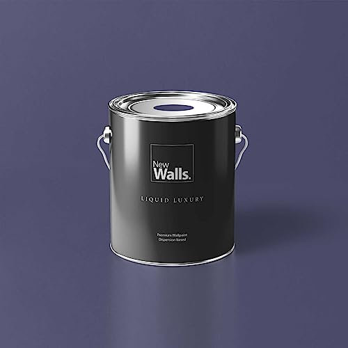 New Walls Premium Wandfarbe Violett, Dunkellila Liquid Luxury Dispersionsfarbe für Innenräume – 5 L