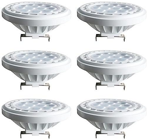 TPMAFF AR111 Bombilla reflectora de inundación 1500 lúmenes 15 W (Equivalente a halógeno de 100 W) Ángulo de Haz de 60° Base G53 AC/DC 12 V Foco de bajo Voltaje no Regulable (Paquete de 6)