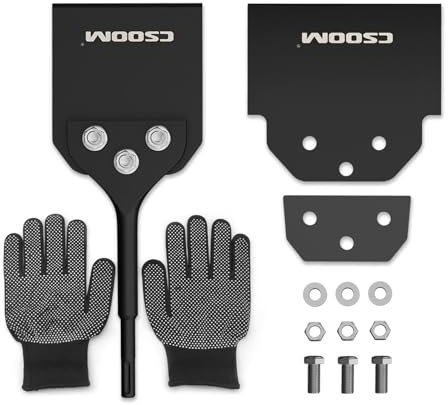 CSOOM 100mm SDS-Plus Spachtelmeißel inklusive 125mm Ersatzklinge, Schrauben und Ein kostenloses Paar rutschfeste Handschuhe - Bodenschaber für Abziehen von Fußbodenkleber