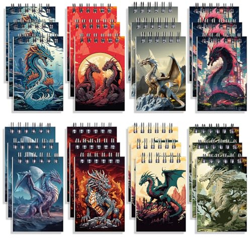 Lot de 24 mini carnets d'anniversaire en forme de dragon pour garçons et filles, carnets, cadeaux de fête de dragon, carnets de récompense pour friandises d'anniversaire dragon, bloc-notes de poche,