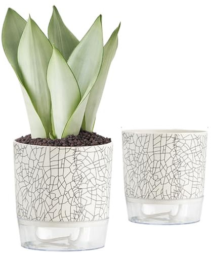 SHITOOMFE Selbstbewässerungstöpfe für Zimmerpflanzen Selbstbewässerungstopf 2Pcs Selbstbewässerungstopf 4,3'' ＆ 5,5'' Selbstbewässerungstöpfe mit tiefem Reservoir Zimmerpflanzentopf Stil 2