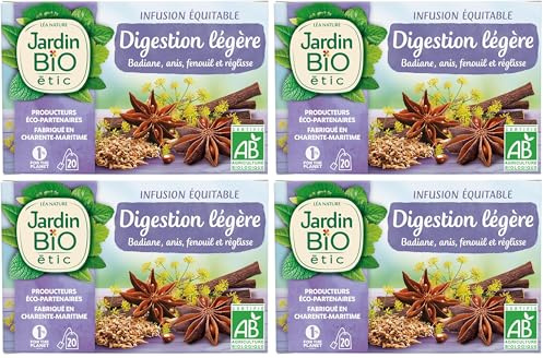 Jardin Bio Etic Infusion Digestion Légère, Multicolor, 20 Unité (Lot de 4)