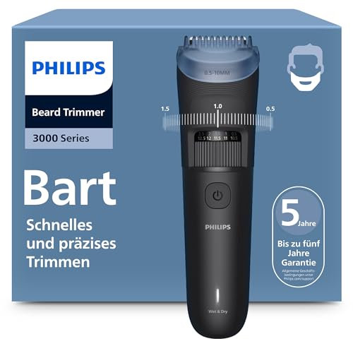 Regolabarba Philips serie 3000 - Lame in metallo autoaffilanti, 40 impostazioni di lunghezza, pettine Lift&Trim, 100% impermeabile, indicatore della batteria, ricarica USB, modello BT3660/15