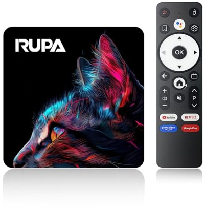 RUPA Android TV Box, 2025 8K Latest Android Box 14.0 with RAM 2G ROM 16G WiFi6 Enternet 10/100M Bluetooth 5.0 USB 3.0 Supports 3D HD 8K Smart TV Box