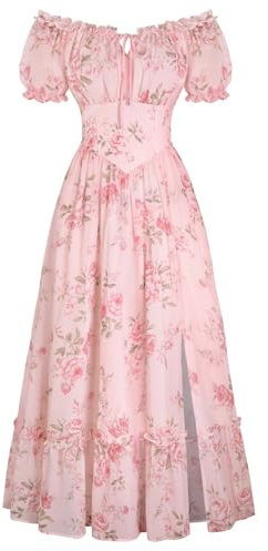 Scarlet Darkness Floral Corset Dress Women 2026 Summer Cottagecore Flowy Dresses Pink Floral L