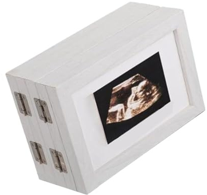 Mémoire de croissance de bébé en bois, structure pliable avec base stable, affichage multi-images, finition naturelle, cadre photo pour nouveau-né, chambre d'enfant, affichage de photos