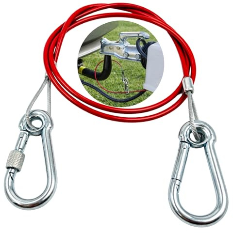HowseHold Cable de separación para caravana, 1 m x 3 mm, resistente con mosquetón, cables de seguridad de ajuste rápido, emergencia de ajuste rápido para remolques y accesorios de caravana