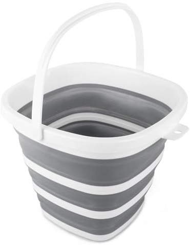 Secchio pieghevole 10 L in silicone con manico, bacinella multifunzione per pulizie, lavaggio auto e camping, catino pieghevole e secchio plastica compatto per casa, spiaggia, pesca ed esterni