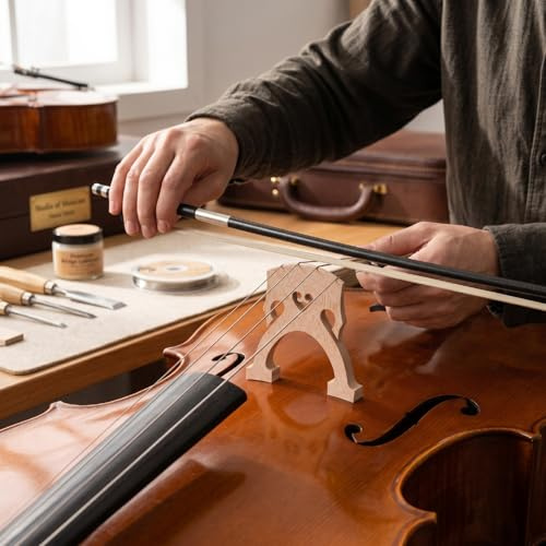 Zunate Maple Wood Cello Bridge 4/4 Storlek, High Foot Cello Bridge för Förbättrad Ljudöverföring, Wood för Standard/Celloprestanda, Handgjorda Cellotillbehör