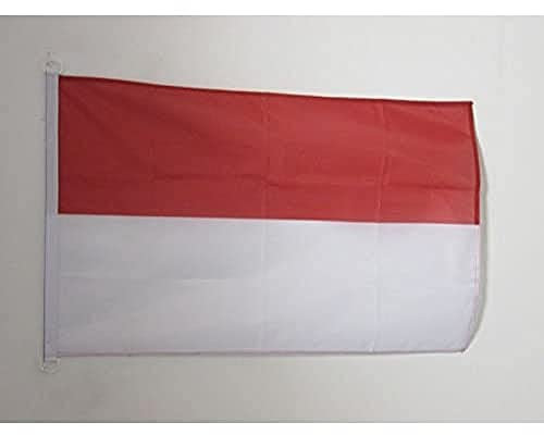 AZ FLAG - Drapeau Monaco Spécial Extérieur - 90x60 cm - Pavillon Nautique Monégasque En Maille Bloquée Avec Anneaux Plastiques Intégrés - 80g