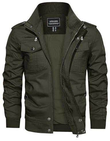 CRYSULLY Men's Cotton Lightweight Outdoor Windbreaker Cargo Bomber Jackets Sportswear Casual Coats