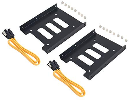 SSD Mounting Bracket, TanQY 2 Pack SSD Bracket 2.5 to 3.5 SSD HDD Metal Mounting Bracket Adapter Hard Drive Holder for PC SSD(Bracket+Sata III Cable)