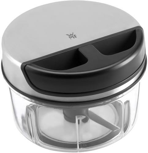 WMF Multi-Zerkleiner 650ml, manuell mit Seilzug, Kunststoff-Mixbehälter, ergonomischer Griff, Gemüseschneider ideal für Gemüse, Zwiebeln, Knoblauch, Nüsse, Kräuter oder Obst, Edelstahl/schwarz