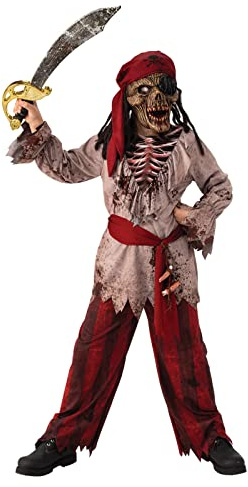 Rubies - Déguisement Enfant Halloween Officiel - Combinaison Pirate Squelette Manches Longues, Foulard et Masque - Taille 5-7 Ans - pour Carnaval, Noël, Anniversaire, Fêtes et Halloween.