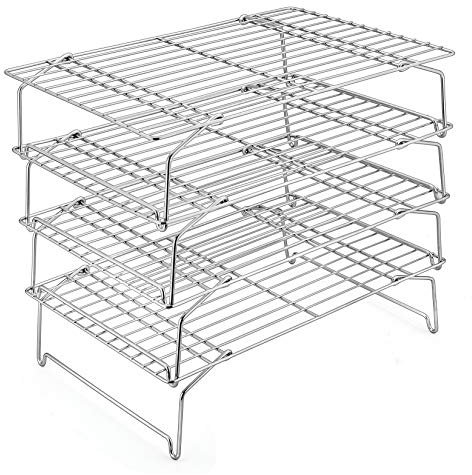 P&P CHEF 4-Tier Cooling Rack Set, Stainless Steel Stackable 15 x 10 Rack