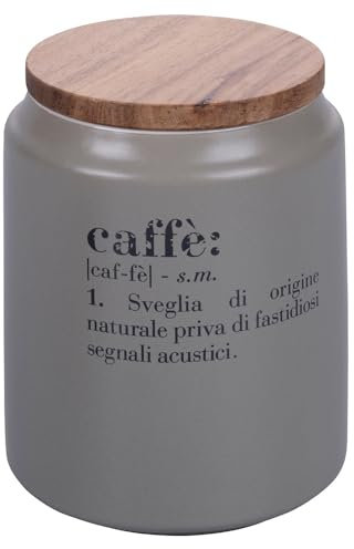 Pot à café avec Lettrage et Couvercle en Bambou Victionary Gris