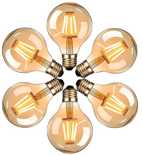 massway Edison Vintage Glühbirne, LED Vintage Glühbirne E27 G80 4W Warmweiss Antike Filament LED Glühlampe, Ideal für Nostalgie und Retro Beleuchtung im Haus Café Bar - 6 Stück