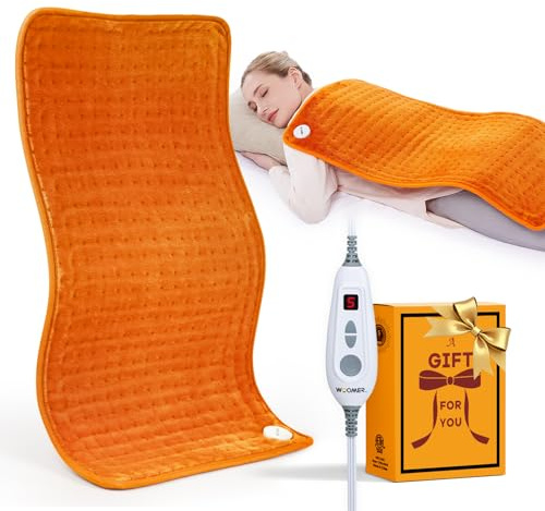 WOOMER Extra Large Heating Pad, 17x33 XL Heating Pad, Heat Pad with Multi-Color Option, Moist Heat Therapy Feature, Auto Shut-Off, Power Cords Storage Belt