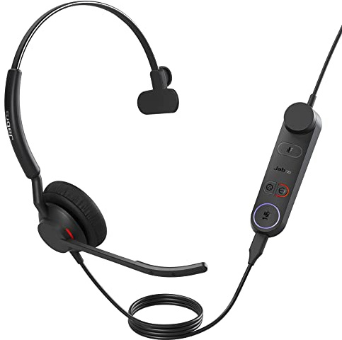 Jabra Engage 50 II schnurgebundenes Mono-Headset mit Link Call Control, geräuschunterdrückender 3-Mic-Technologie und USB-A-Kabel - MS Teams-Zertifiziert, mit Allen Plattformen kompatibel - Schwarz